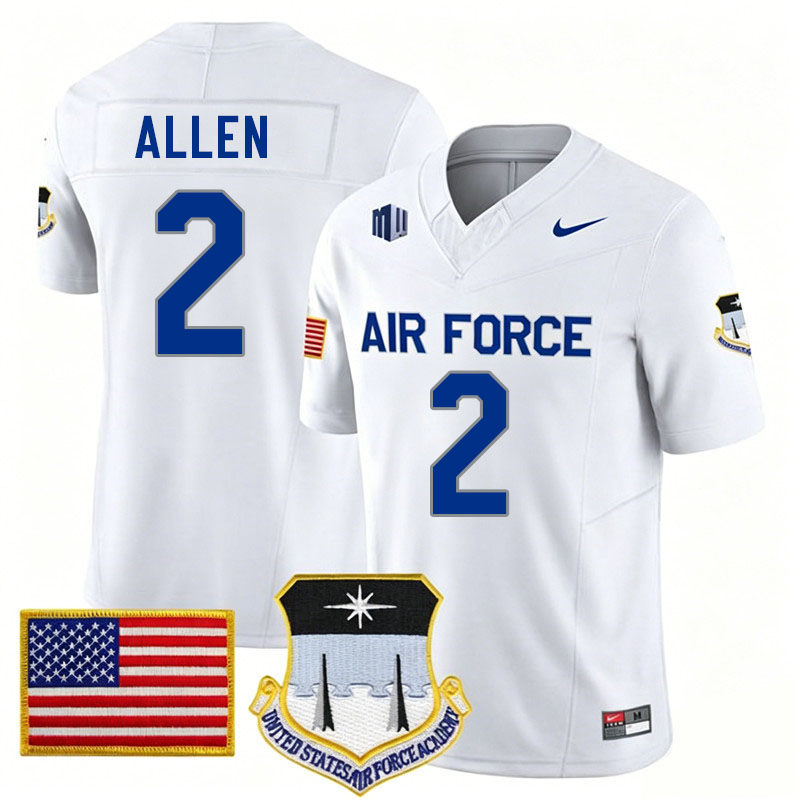 Air Force Falcons #2 Owen Allen College Football Jerseys,Uniforms-White